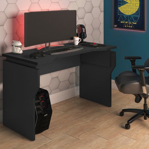 Escrivaninha Gamer Anatômica com 6 Alturas Preto