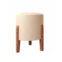 Ver imagem 1 de Kit 2 Puff Thor  Sued Veludo Bege Base em Madeira Maciça