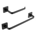 Ver imagem 1 de Kit Acessórios para Banheiro Preto Fosco Quadrado em Aço Inox 2 Peças