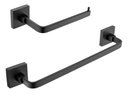 Ver imagem 1 de Kit Acessórios para Banheiro Preto Fosco Quadrado em Aço Inox 2 Peças