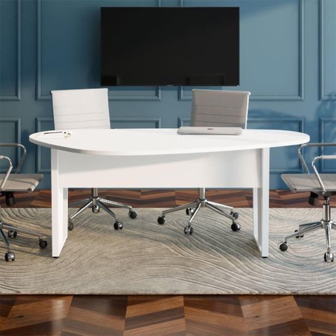 Mesa para Reunião Orgânica sem Gavetas 183cm Branco F5 Office