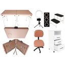 Ver imagem 1 de Kit Estética Maca Maleta Portátil Rose Gold Mocho Armário Escada Luminária Ring Fiscomed Kit Maca Ma