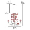 Ver imagem 2 de Lustre de Teto Simples Decorativo com Flores em Metal para Sala - Rosa