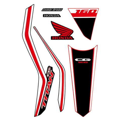 Kit Adesivo Faixa Protetor Cg Titan 160 Preto e Vermelho Ano 2018 a 2021 Cobra Motoparts