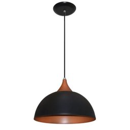 Lustre Pendente Meia Bola Preto e Cobre - Mesa de Jantar - 1
