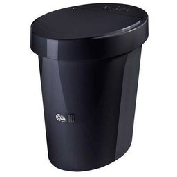 Lixeira Oval 5l Com Borda Para Esconder Saco De Lixo " Ideal Para Pia " Cor Preta Retrô - Coza - 1