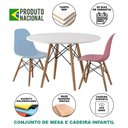 Ver imagem 4 de Conjunto De Mesa Madeira Infantil 68Cm Redondo Branco 1 Cadeira Azul 1 Cadeira Rosa
