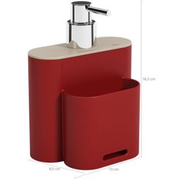 Dispenser Flat Para Detergente E Esponja Pia Cozinha 500ml Vermelho - 3 Dispenser Flat Para Detergente E Esponja Pia Cozinha 500ml Vermelho - 3