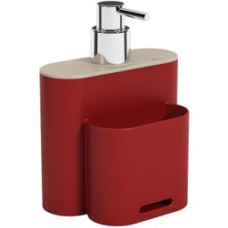 Dispenser Flat Para Detergente E Esponja Pia Cozinha 500ml Vermelho - 1 Dispenser Flat Para Detergente E Esponja Pia Cozinha 500ml Vermelho - 1