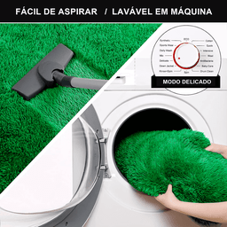 Tapete Saturs Shaggy Pelo Alto Verde - 140 x 200 cm Tapete para Sala e Quartos - 2