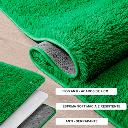 Tapete Saturs Shaggy Pelo Alto Verde - 140 x 200 cm Tapete para Sala e Quartos - 3