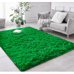 Tapete Saturs Shaggy Pelo Alto Verde - 140 x 200 cm Tapete para Sala e Quartos - 1