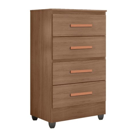 Cômoda Bilbao Carvalho Oak 4 Gavetas Telescópicas 56cm Quarto Mdp