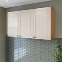 Ver imagem 1 de Armário Aéreo 3 Portas 120 cm Pérola Yescasa Off White/Freijó