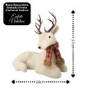 Ver imagem 4 de Rena Decorativa Natalina em Pelúcia Creme Deitada com Cachecol Xadrez Vermelho e Marrom 24x27cm