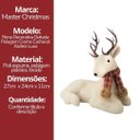 Ver imagem 5 de Rena Decorativa Natalina em Pelúcia Creme Deitada com Cachecol Xadrez Vermelho e Marrom 24x27cm