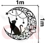Adesivo de Parede Silhueta Gato Meia Lua Mandala Estrela - 1x1m - 2