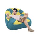Ver imagem 2 de Poltrona Paloma Escritório Sala Pé Plástico Suede Azul Turquesa e Suede Amarelo - Dominic Decor