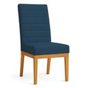 Ver imagem 2 de Kit 6 Cadeiras de Jantar Solana Suede Base de Madeira - Pallazio Cor:Azul Marinho