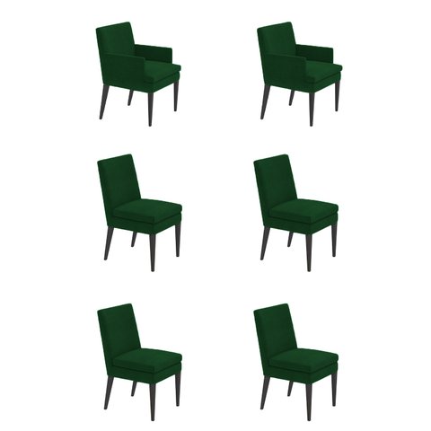 Kit 4 Cadeiras Germany + 2 Germany Retro Suede Verde Dominic Decor