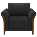Ver imagem 4 de Kit Sofá Living 3 Lugares e Poltrona 102cm Pés Madeira Roya M22 Pu Preto - Mpozenato