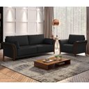 Ver imagem 5 de Kit Sofá Living 3 Lugares e Poltrona 102cm Pés Madeira Roya M22 Pu Preto - Mpozenato