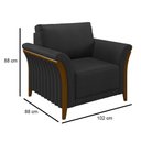 Ver imagem 2 de Kit Sofá Living 3 Lugares e Poltrona 102cm Pés Madeira Roya M22 Pu Preto - Mpozenato