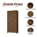 Ver imagem 3 de Guarda Roupa Solteiro Lima e Cômoda Vênus Castanho Wood Flex – Moval