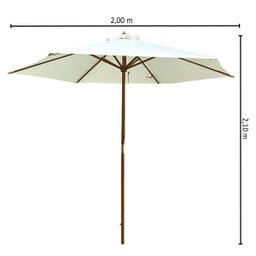 Ombrelone Central de Madeira 2,00 Metros Redondo Guarda Sol Piscina Praia Jardim Grande Importway Iw - 2