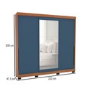 Ver imagem 4 de Guarda-roupa Casal Madrid 3 Portas 4 Gavetas com Espelho Azul/freijó - Politorno