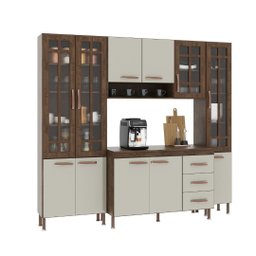Cozinha Modulada Compacta Fidelitá Lisboa 4 Peças 225cm 11 Portas 3 Gavetas com Tampo - 3