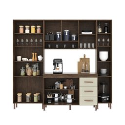 Cozinha Modulada Compacta Fidelitá Lisboa 4 Peças 225cm 11 Portas 3 Gavetas com Tampo - 2