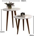 Ver imagem 2 de Kit 2 Mesas Lateral e Apoio Redonda Estilo Retrô Pés Palito Cor Branco - Comprar Móveis em Casa