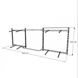Arara de Roupas para Loja Quarto Closet 18 Peças Regulável 300x100 Cm Cor Preto Kit Clst1b393 - 4