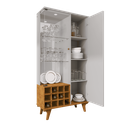 Ver imagem 3 de Cristaleira para Sala Estar com Adega Porta com Vidro e Led Pés em Madeira:off White/nature