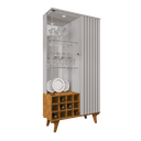 Ver imagem 2 de Cristaleira para Sala Estar com Adega Porta com Vidro e Led Pés em Madeira:off White/nature