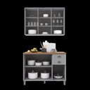 Ver imagem 4 de Cozinha Modulada 2 Peças Balcão com Tampo e Armário Aéreo com Vidro 100% MDF Bari Cinza/Titanio Fosco