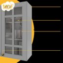 Ver imagem 6 de Cozinha Modulada 2 Peças Balcão com Tampo e Armário Aéreo com Vidro 100% MDF Bari Cinza/Titanio Fosco