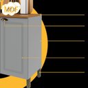Ver imagem 5 de Cozinha Modulada 2 Peças Balcão com Tampo e Armário Aéreo com Vidro 100% MDF Bari Cinza/Titanio Fosco