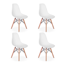 Ver imagem 3 de Mesa Industrial Base Ferro Branco em V Tampo 90x90 Amendoa 4 Cadeiras Eames Madeira Assento Branco