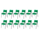Ver imagem 2 de Cadeira Iso Base Cinza, Igreja, Escola, Escritório - Verde Kit 12 Peças