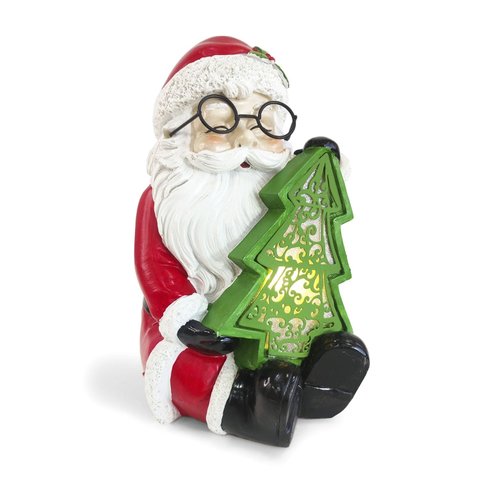 Papai Noel Natalino com LED Decorativo em Resina 20x13cm