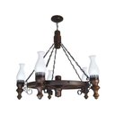 Ver imagem 1 de Lustre Roda Carroça Envelhecida 905e Madeira para 5 Lâmpadas
