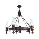 Ver imagem 2 de Lustre Roda Carroça Envelhecida 905e Madeira para 5 Lâmpadas