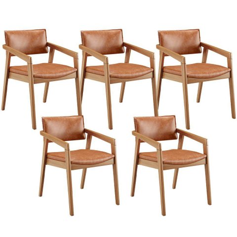 Kit 05 Cadeiras para Sala de Jantar Estar Living Giorgia B04 Couríssimo Camel - Lyam Decor