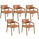 Ver imagem 1 de Kit 05 Cadeiras para Sala de Jantar Estar Living Giorgia B04 Couríssimo Camel - Lyam Decor