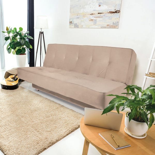 SofáCama Reclinável 3 Lugares Flip Linhares Bege Orb MadeiraMadeira