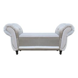 Sofá Retrô com Baú Grécia Namoradeira Calçadeira Acetinado Off White com Strass - D'Rossi - 2