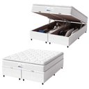 Ver imagem 1 de Cama Box Baú Casal King Colchão Molas Ensacadas Granville com Pillow 193x203x69cm Branco
