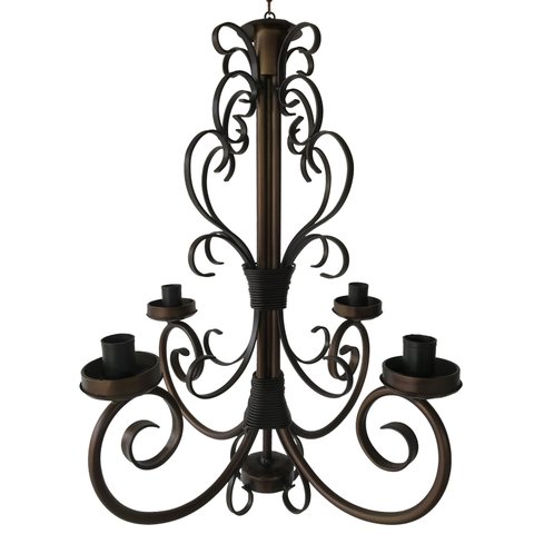 Lustre Rústico em Ferro Estilo Vintage para Iluminação de Sala de Estar - Verniz